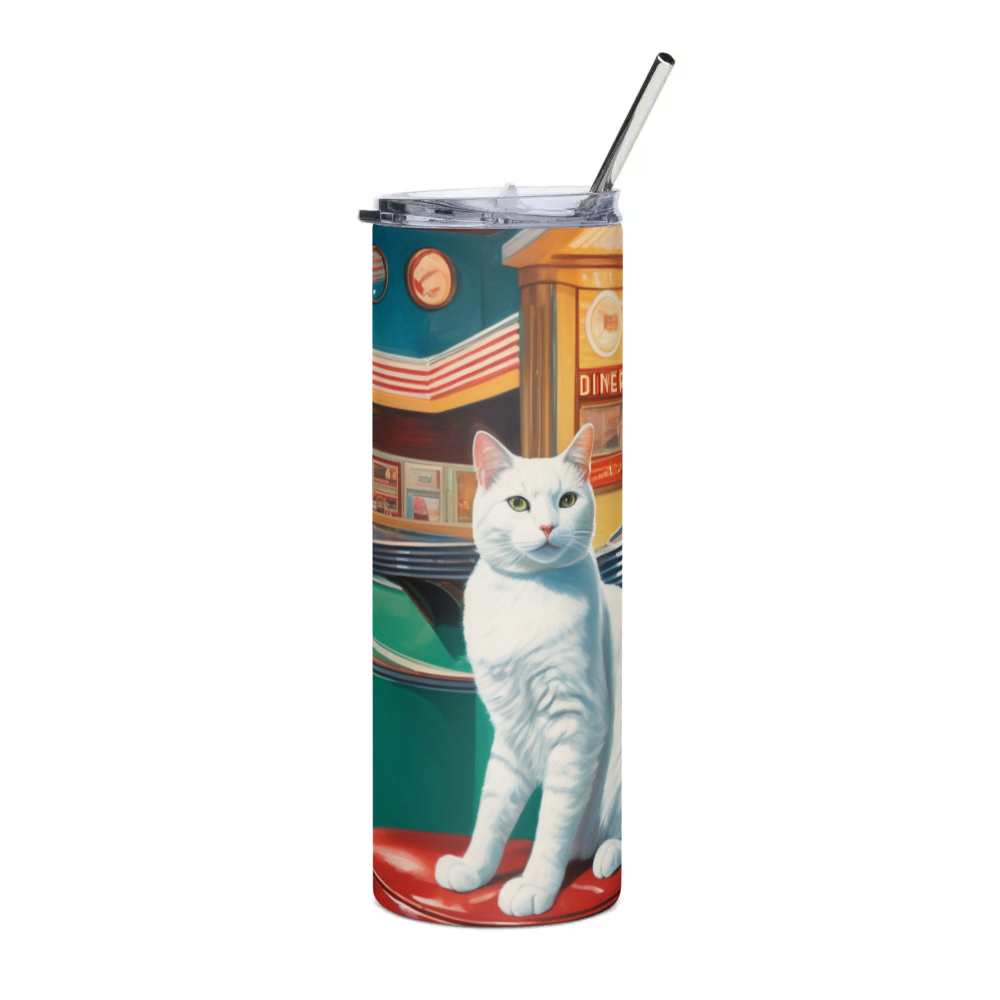 PugMug Custom White Companion Cat Stainless Steel Tumbler