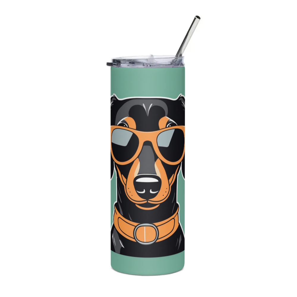 PugMug Custom Black Dachshund Stainless Steel Tumbler