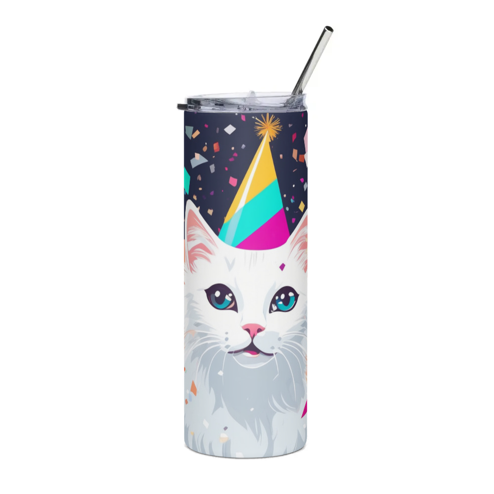 PugMug Custom White Companion Cat Stainless Steel Tumbler