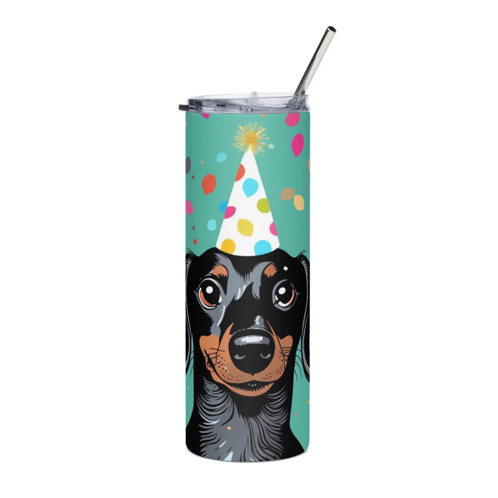 PugMug Custom Black Dachshund Stainless Steel Tumbler