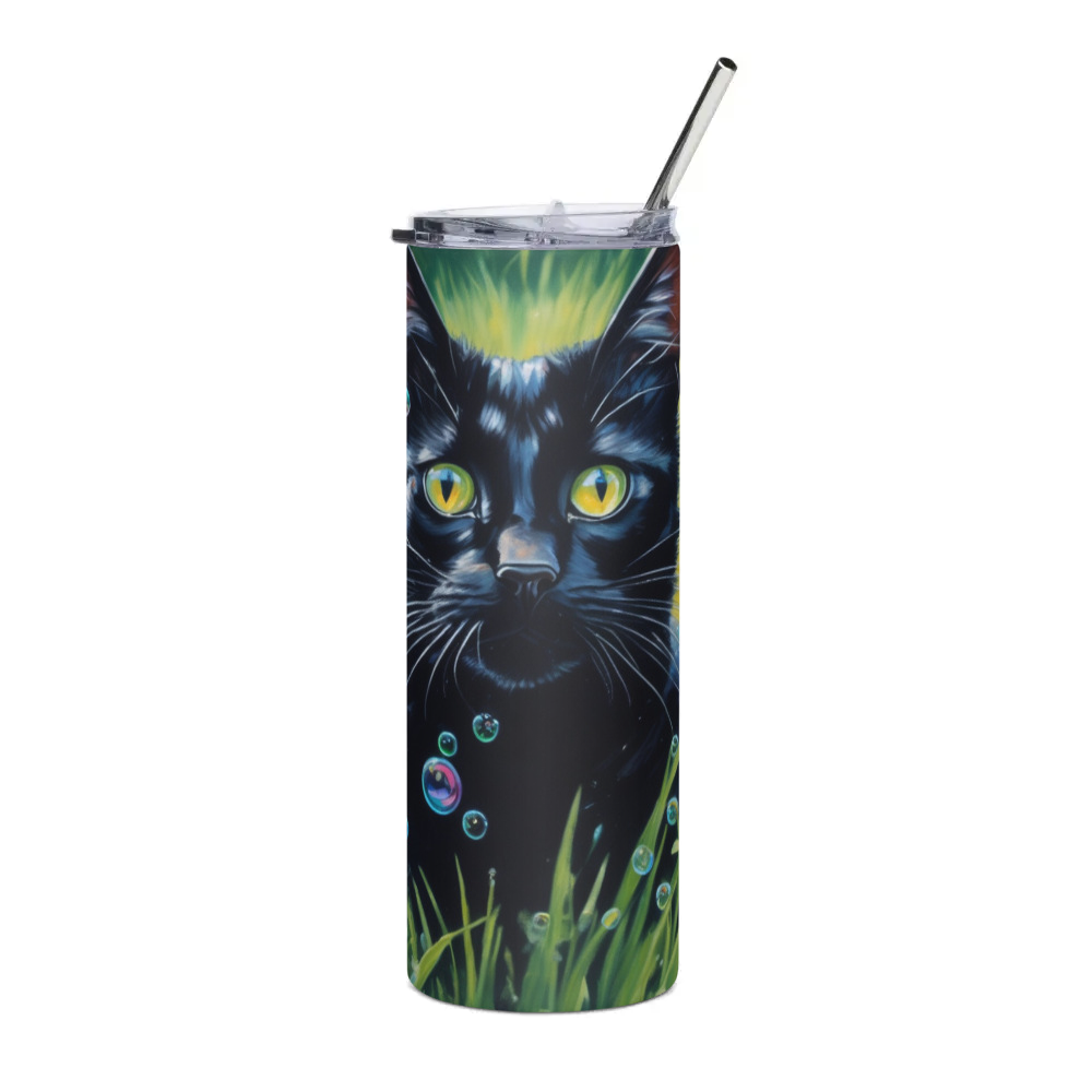 PugMug Custom Black Companion Cat Stainless Steel Tumbler