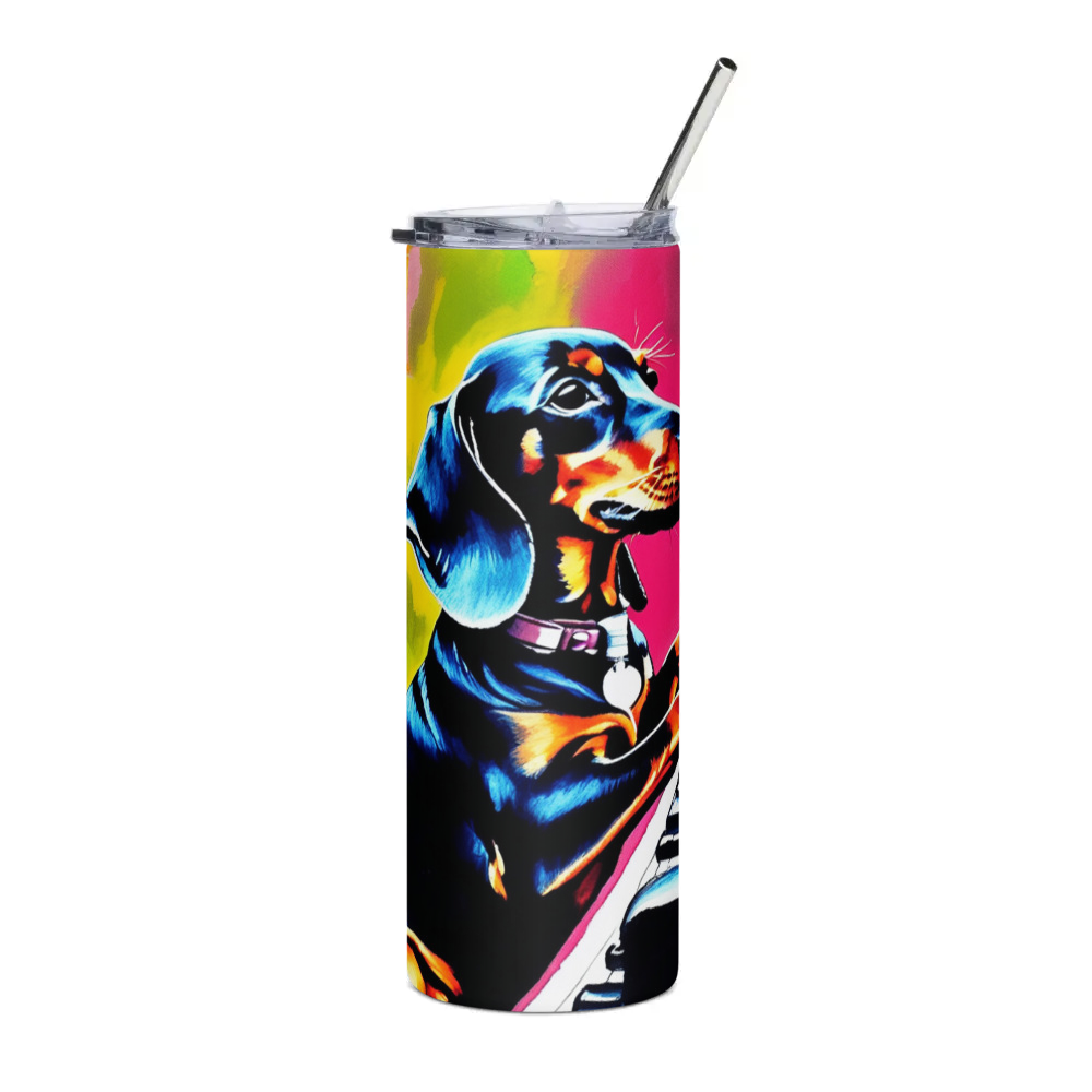 PugMug Custom Black Dachshund Stainless Steel Tumbler