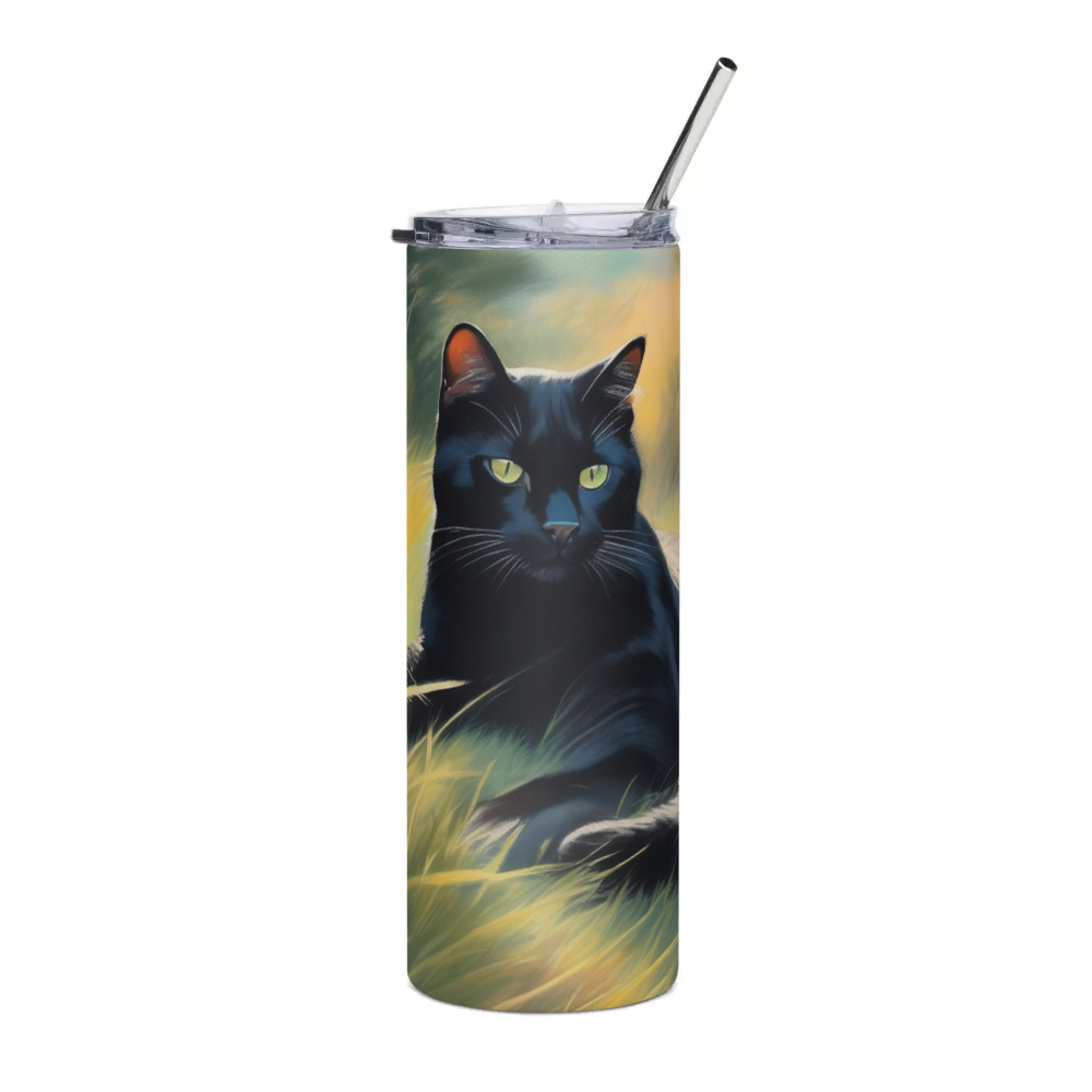 PugMug Custom Black Exotic Cat Stainless Steel Tumbler