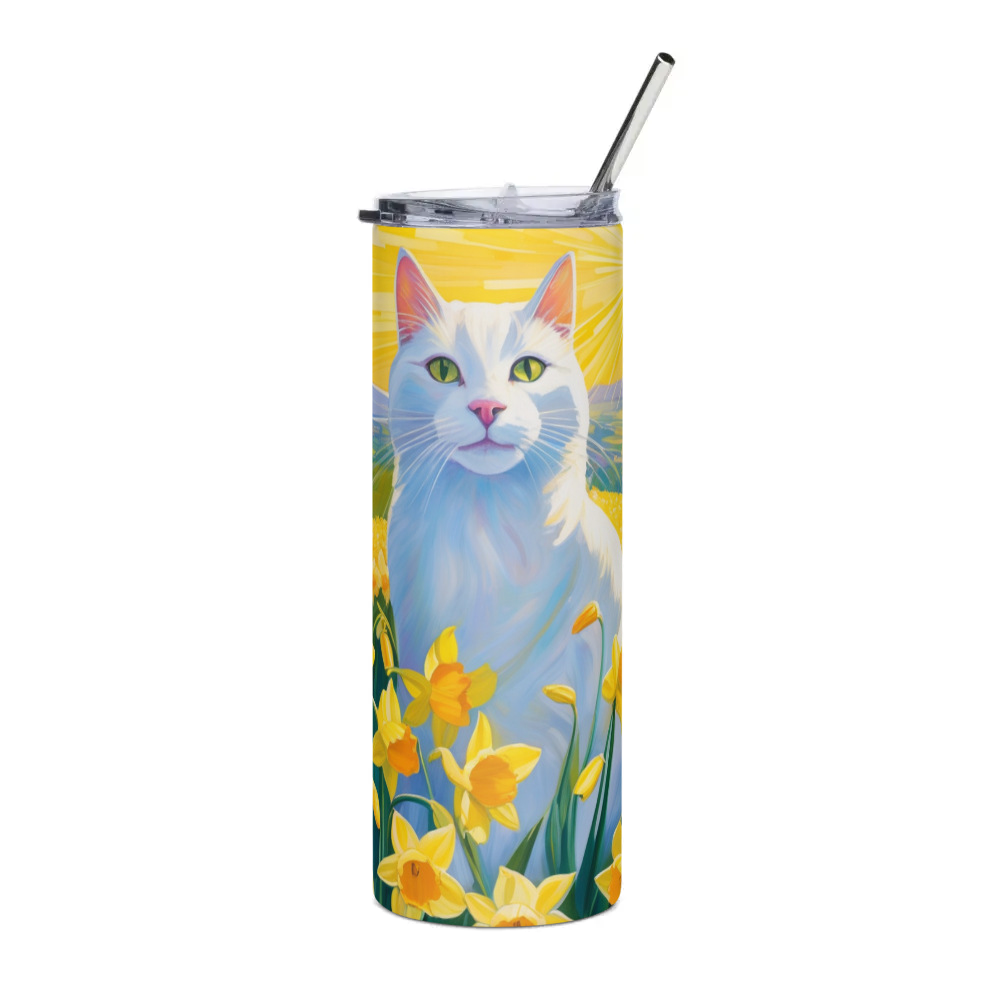 PugMug Custom White Companion Cat Stainless Steel Tumbler