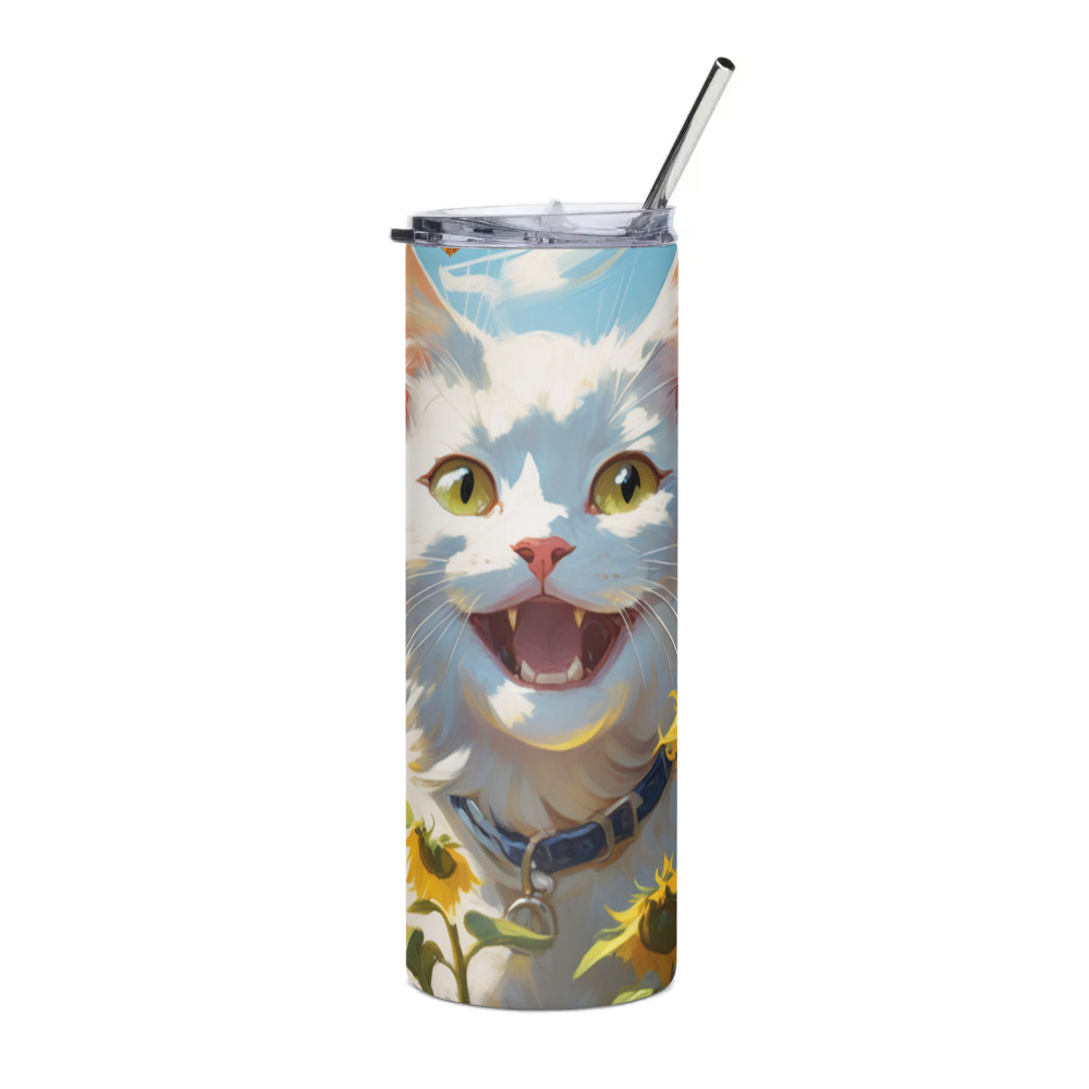 PugMug Custom White Companion Cat Stainless Steel Tumbler