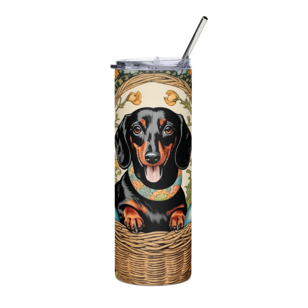 PugMug Custom Black Dachshund Stainless Steel Tumbler