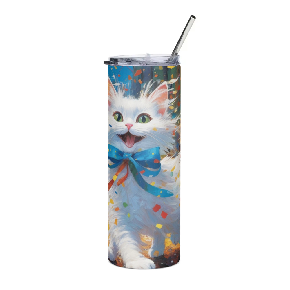 PugMug Custom White Companion Cat Stainless Steel Tumbler