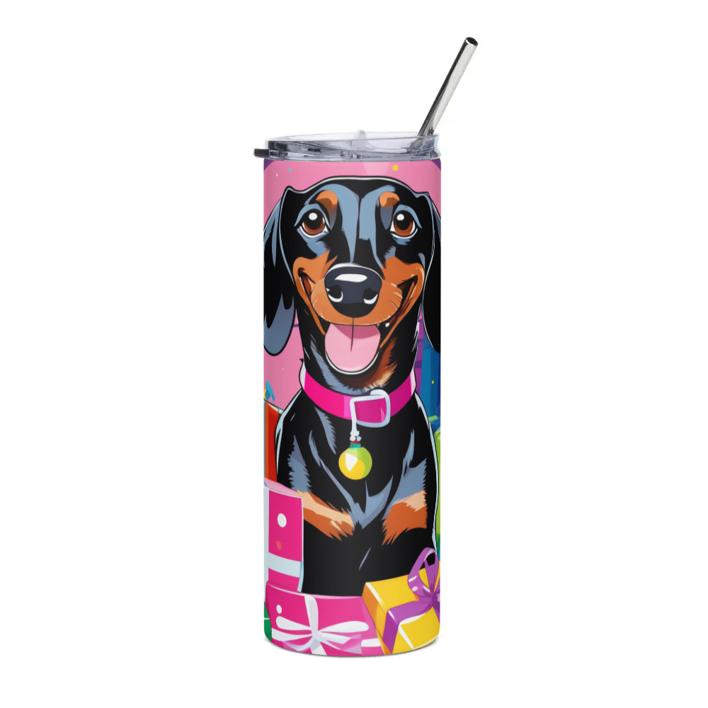 PugMug Custom Black Dachshund Stainless Steel Tumbler