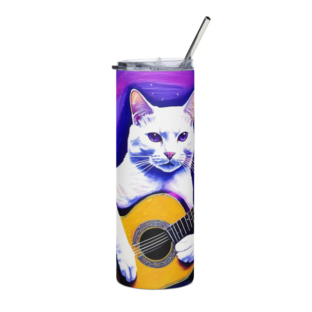PugMug Custom White Companion Cat Stainless Steel Tumbler