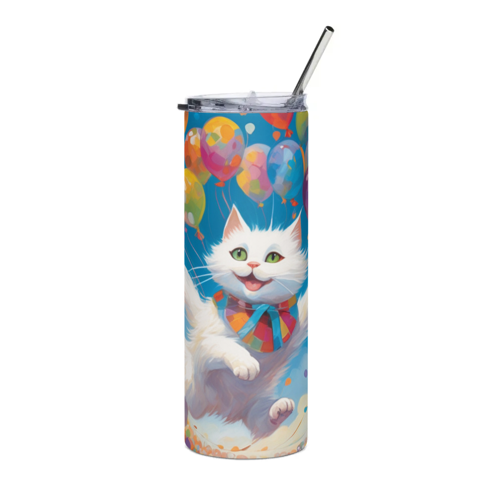 PugMug Custom White Companion Cat Stainless Steel Tumbler
