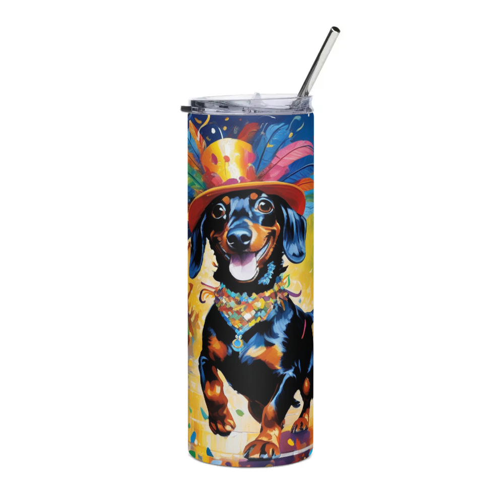 PugMug Custom Black Dachshund Stainless Steel Tumbler