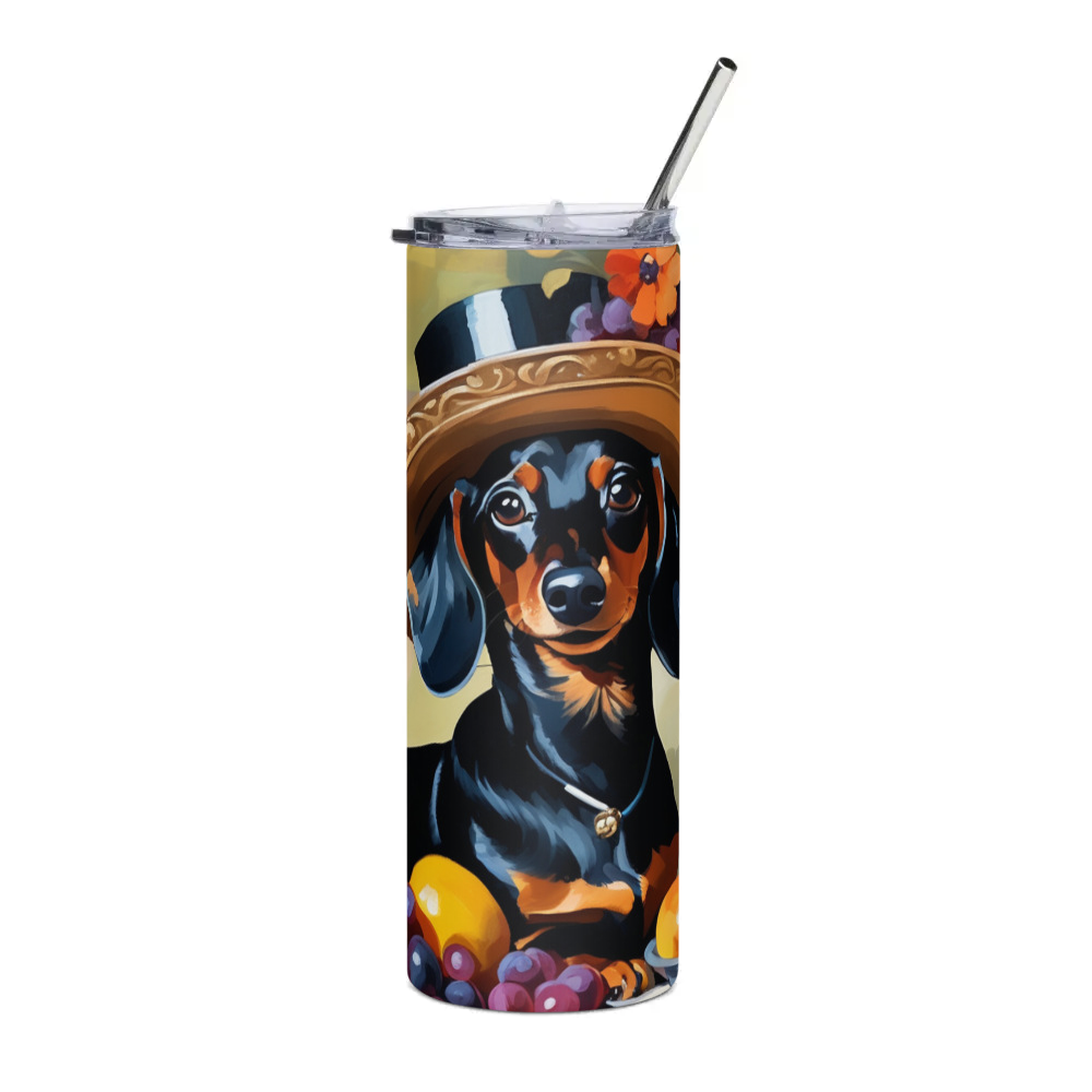 PugMug Custom Black Dachshund Stainless Steel Tumbler
