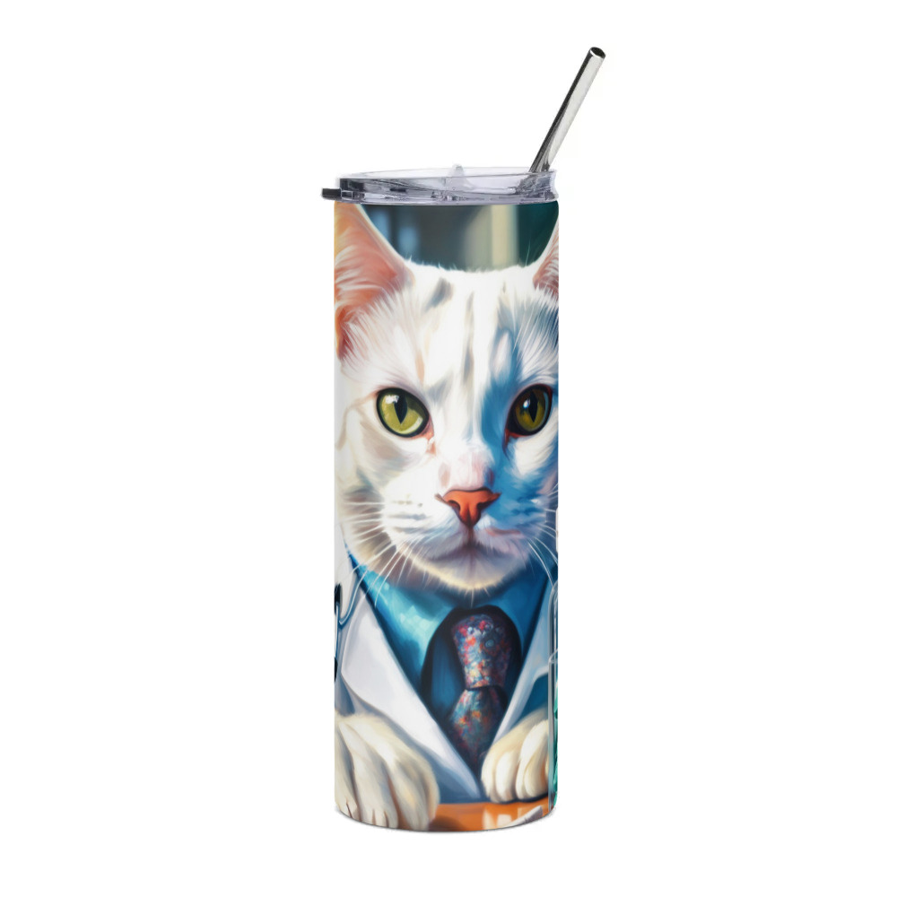 PugMug Custom White Companion Cat Stainless Steel Tumbler