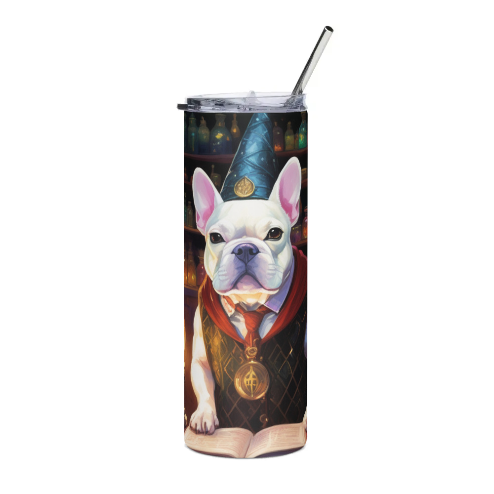 PugMug Custom White French Bulldog Stainless Steel Tumbler