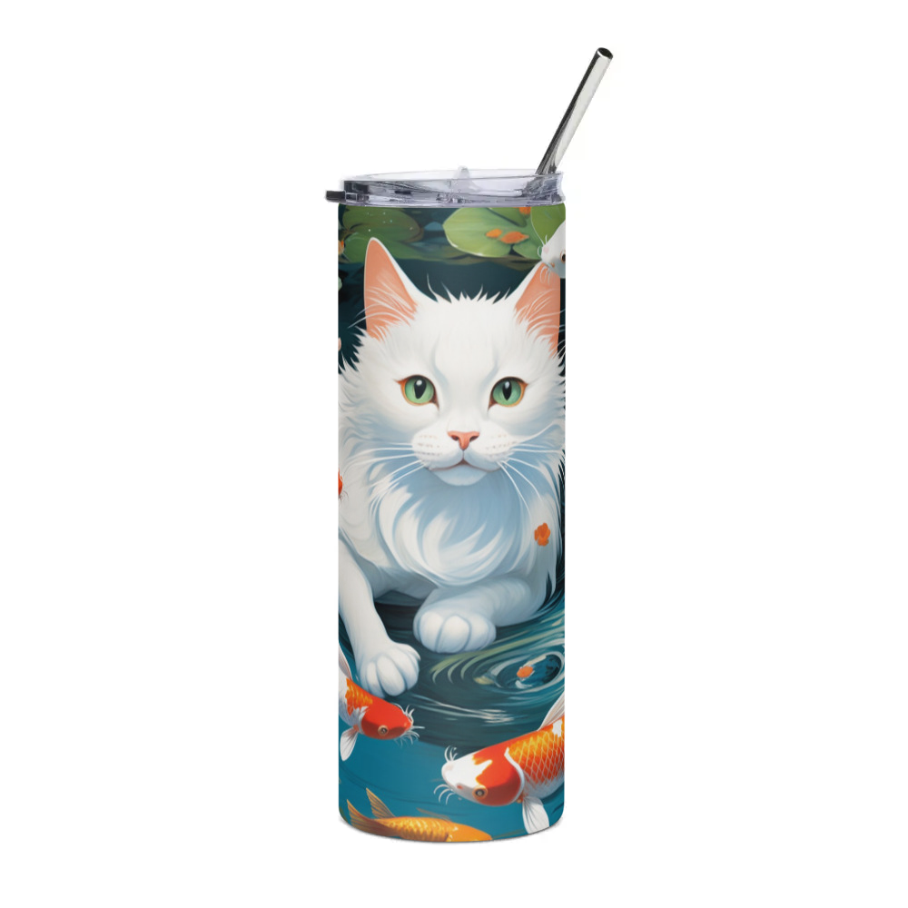 PugMug Custom White Companion Cat Stainless Steel Tumbler
