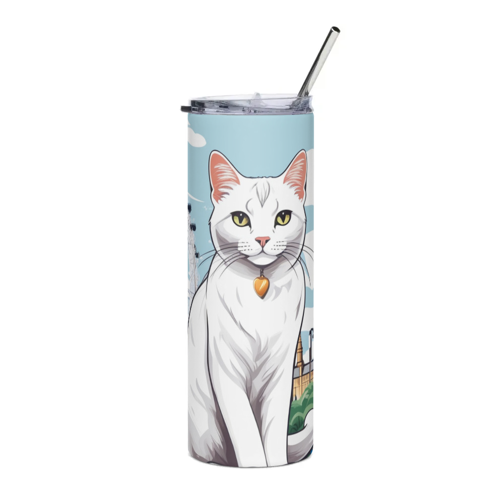 PugMug Custom White Companion Cat Stainless Steel Tumbler