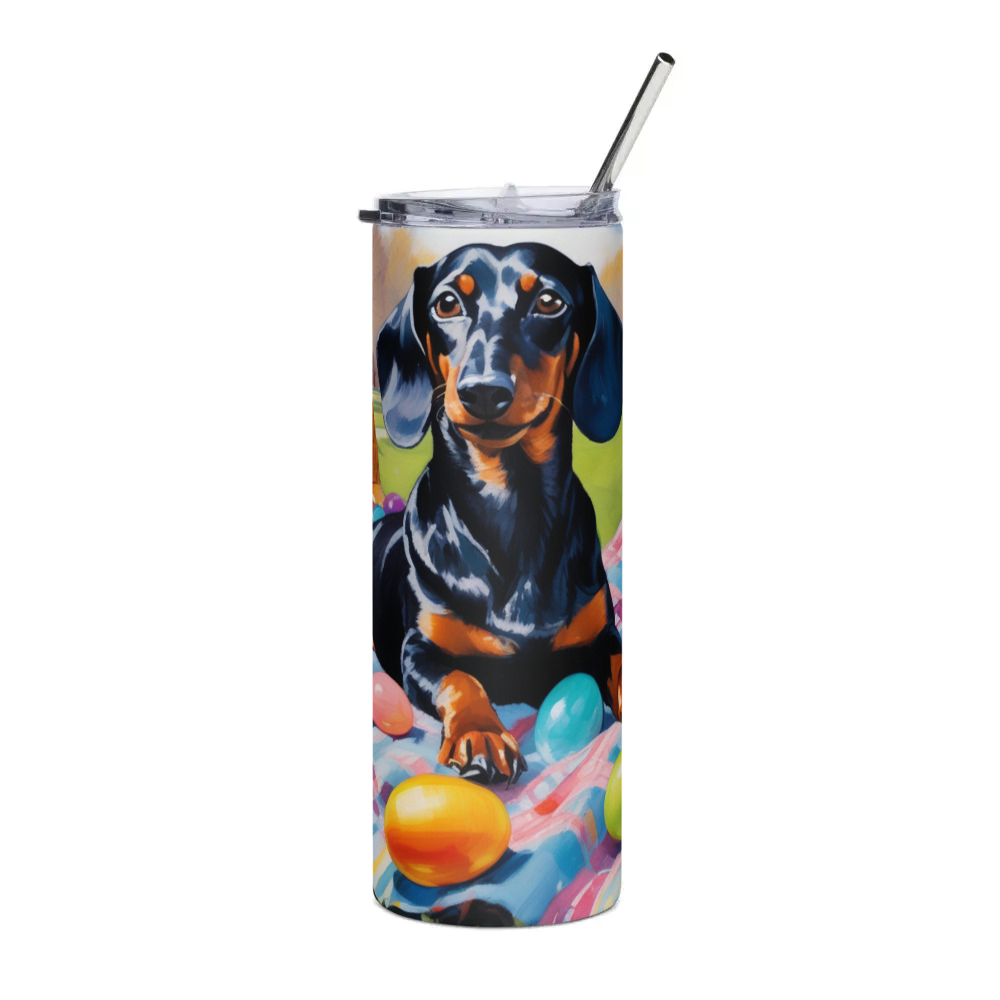 PugMug Custom Black Dachshund Stainless Steel Tumbler
