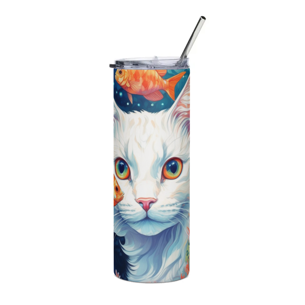 PugMug Custom White Companion Cat Stainless Steel Tumbler