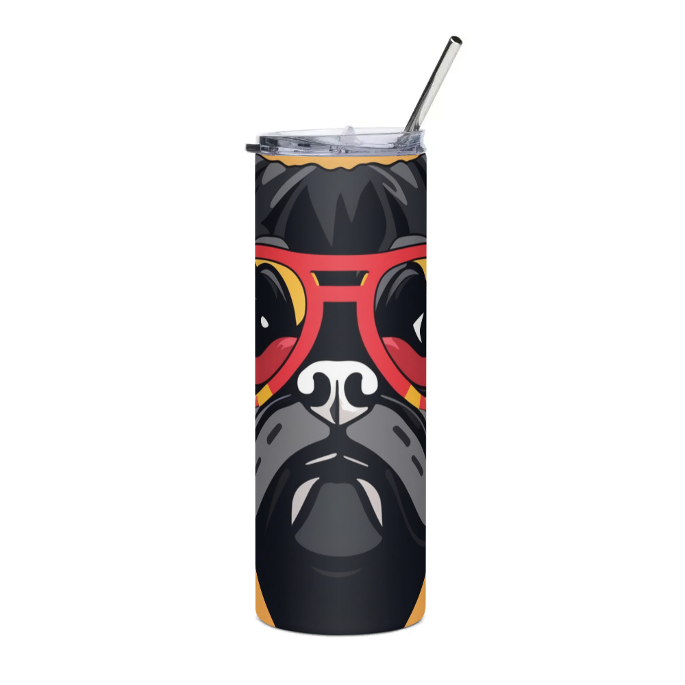 PugMug Custom Black Pug Stainless Steel Tumbler