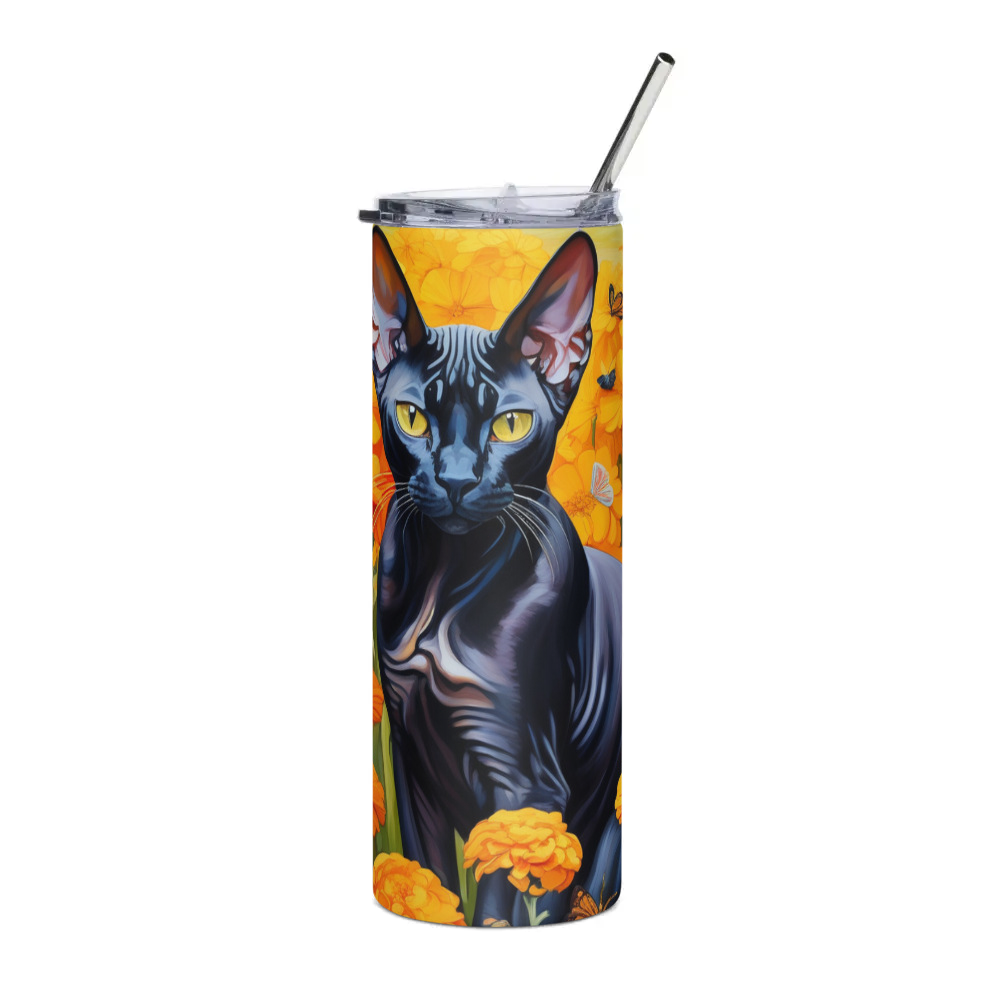 PugMug Custom Black Sphynx Cat Stainless Steel Tumbler