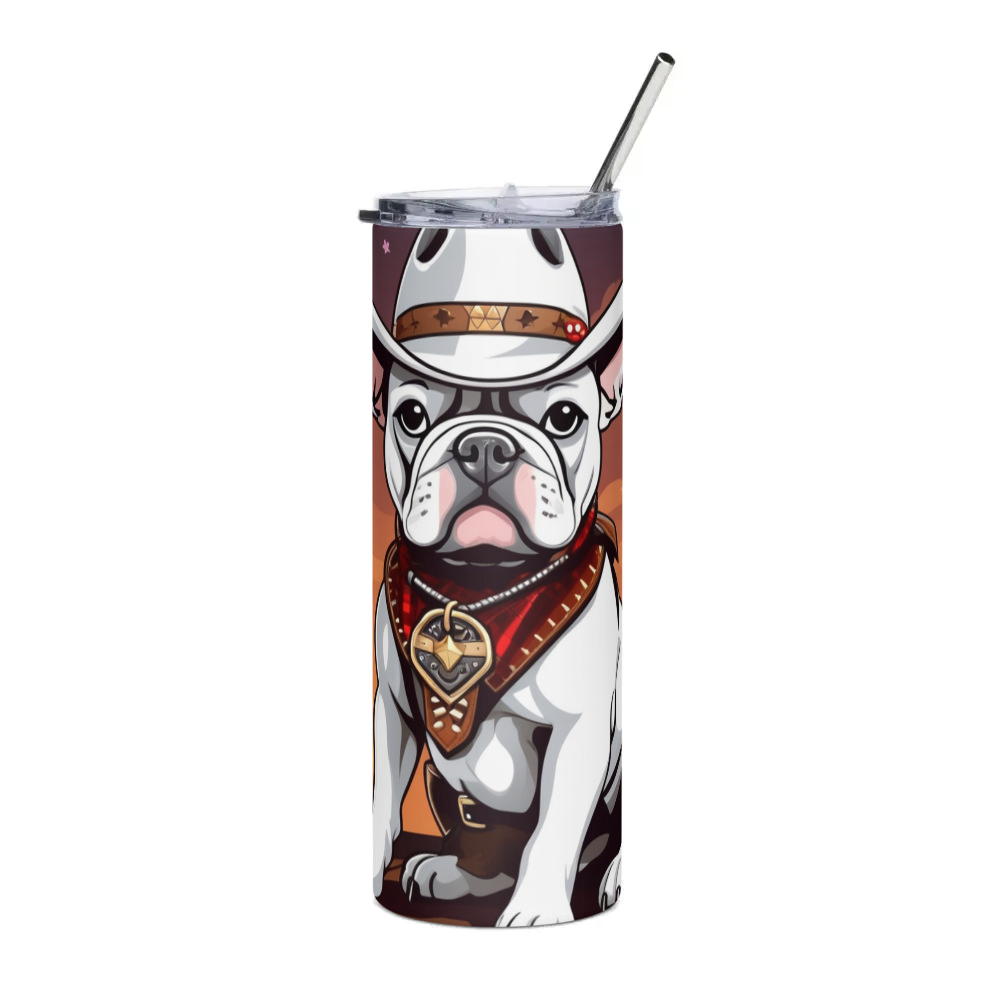 PugMug Custom White French Bulldog Stainless Steel Tumbler
