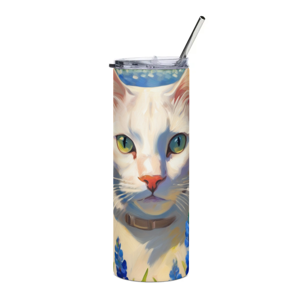 PugMug Custom White Companion Cat Stainless Steel Tumbler