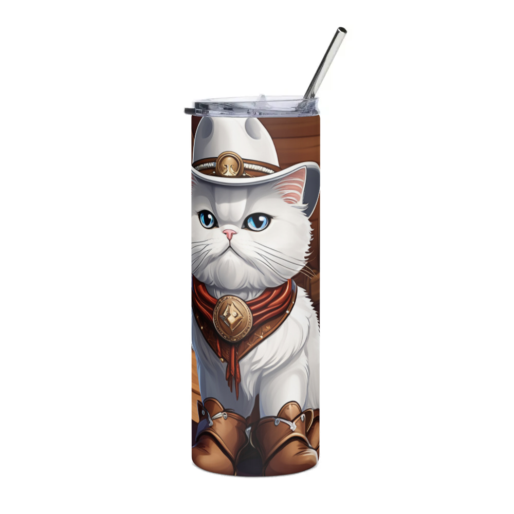 PugMug Custom White Persian Cat Stainless Steel Tumbler