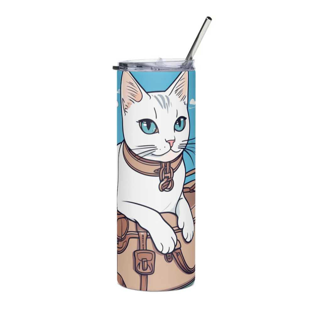 PugMug Custom White Companion Cat Stainless Steel Tumbler