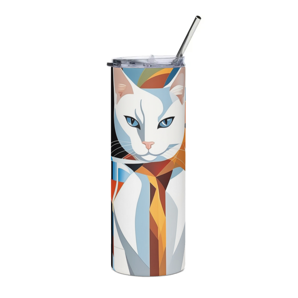 PugMug Custom White Companion Cat Stainless Steel Tumbler