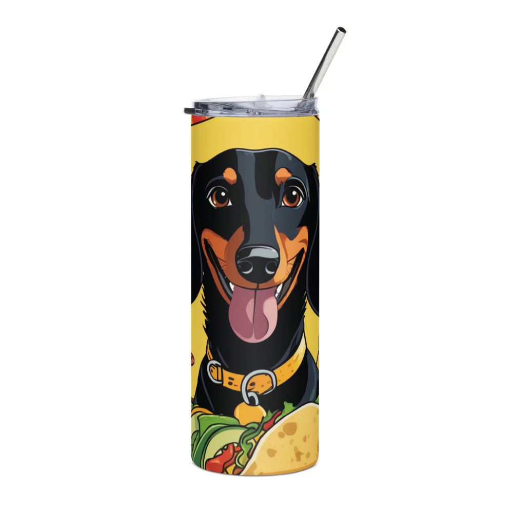 PugMug Custom Black Dachshund Stainless Steel Tumbler