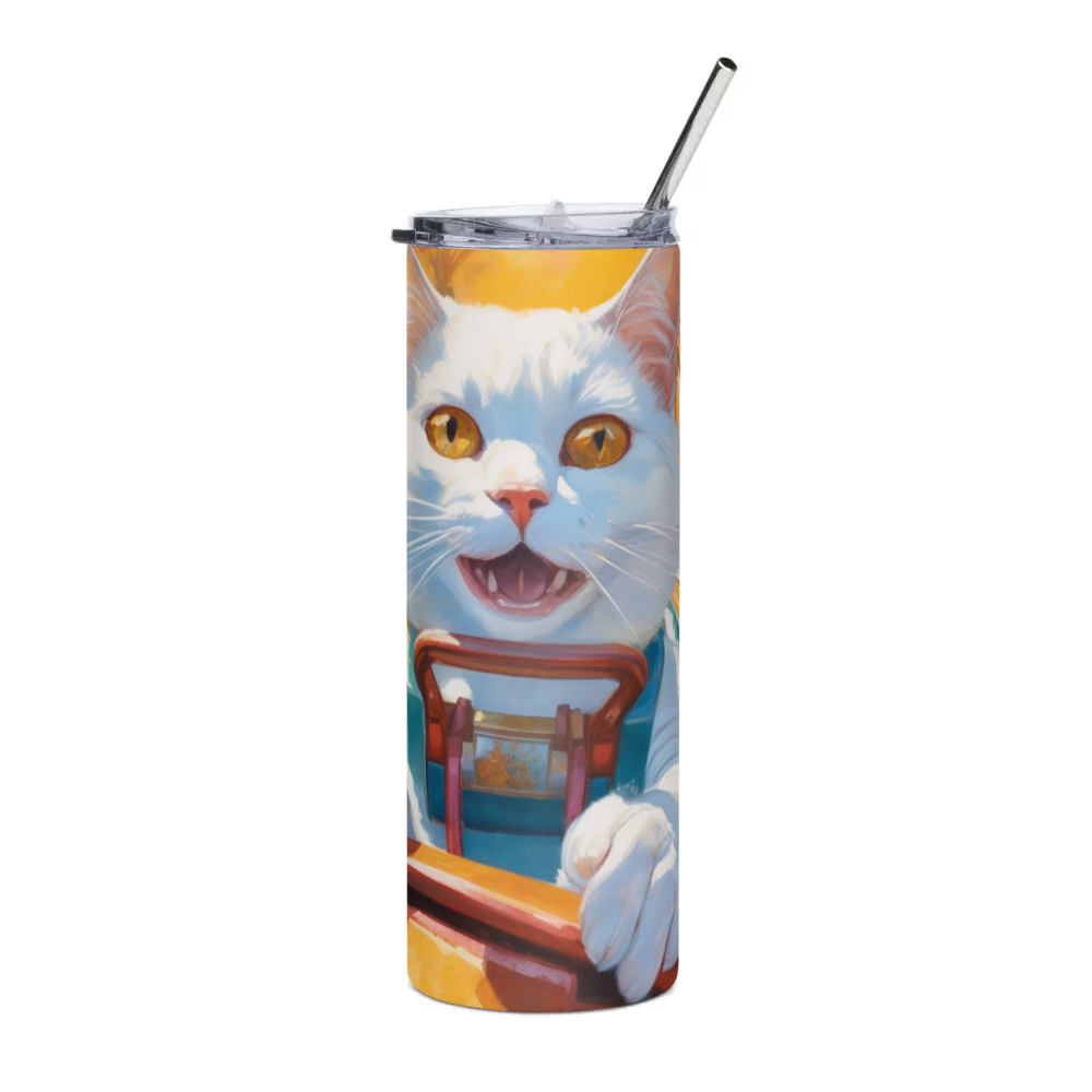 PugMug Custom White Companion Cat Stainless Steel Tumbler