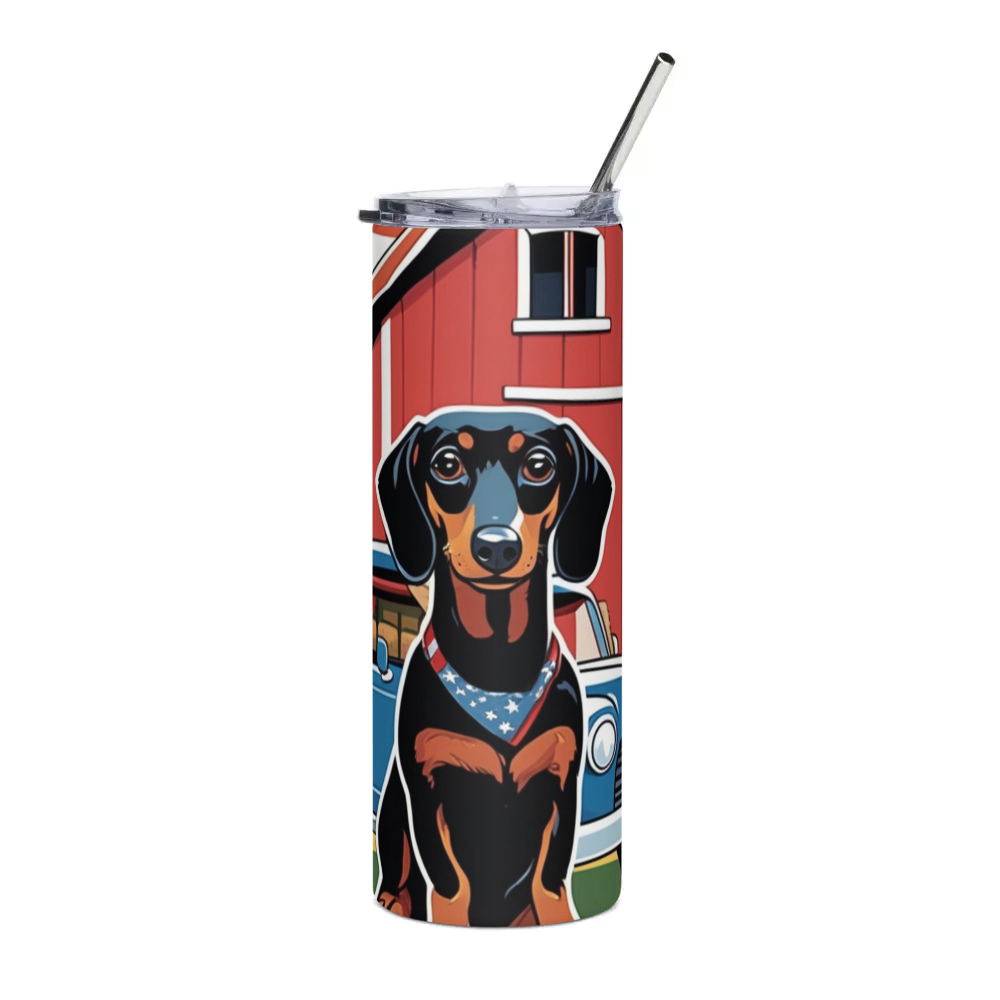 PugMug Custom Black Dachshund Stainless Steel Tumbler
