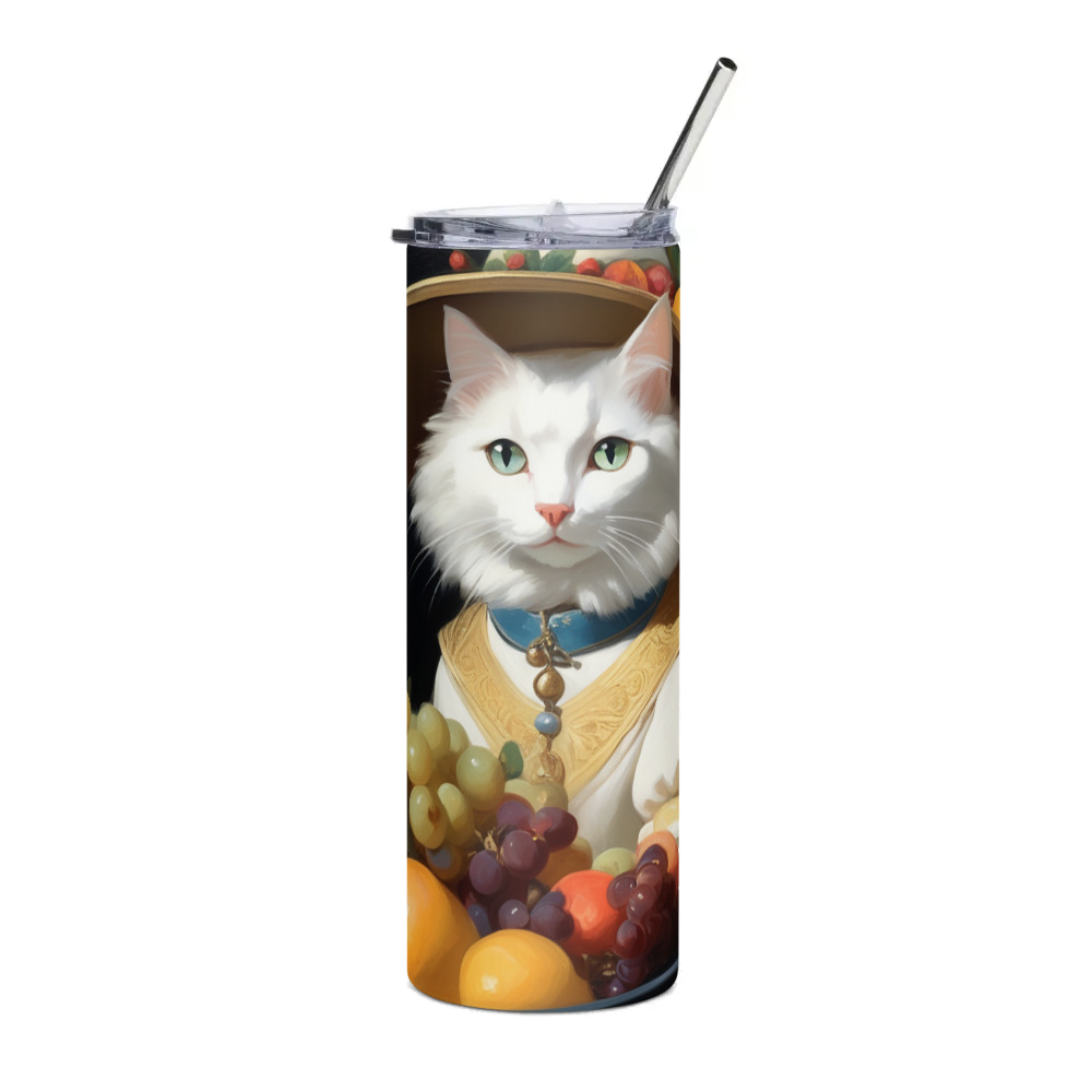 PugMug Custom White Companion Cat Stainless Steel Tumbler