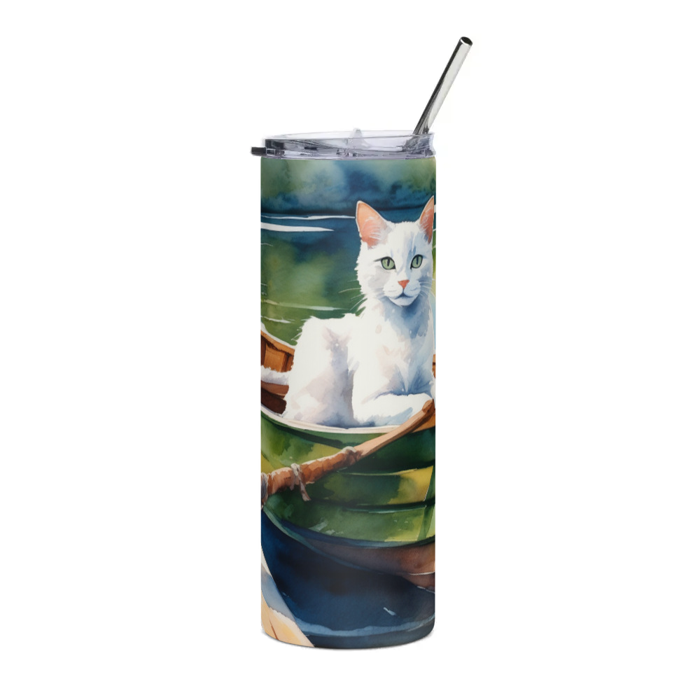 PugMug Custom White Companion Cat Stainless Steel Tumbler
