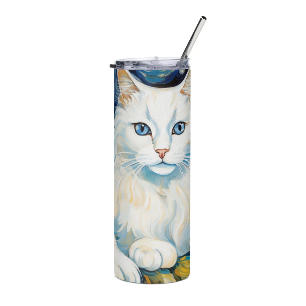 PugMug Custom White Ragdoll Cat Stainless Steel Tumbler