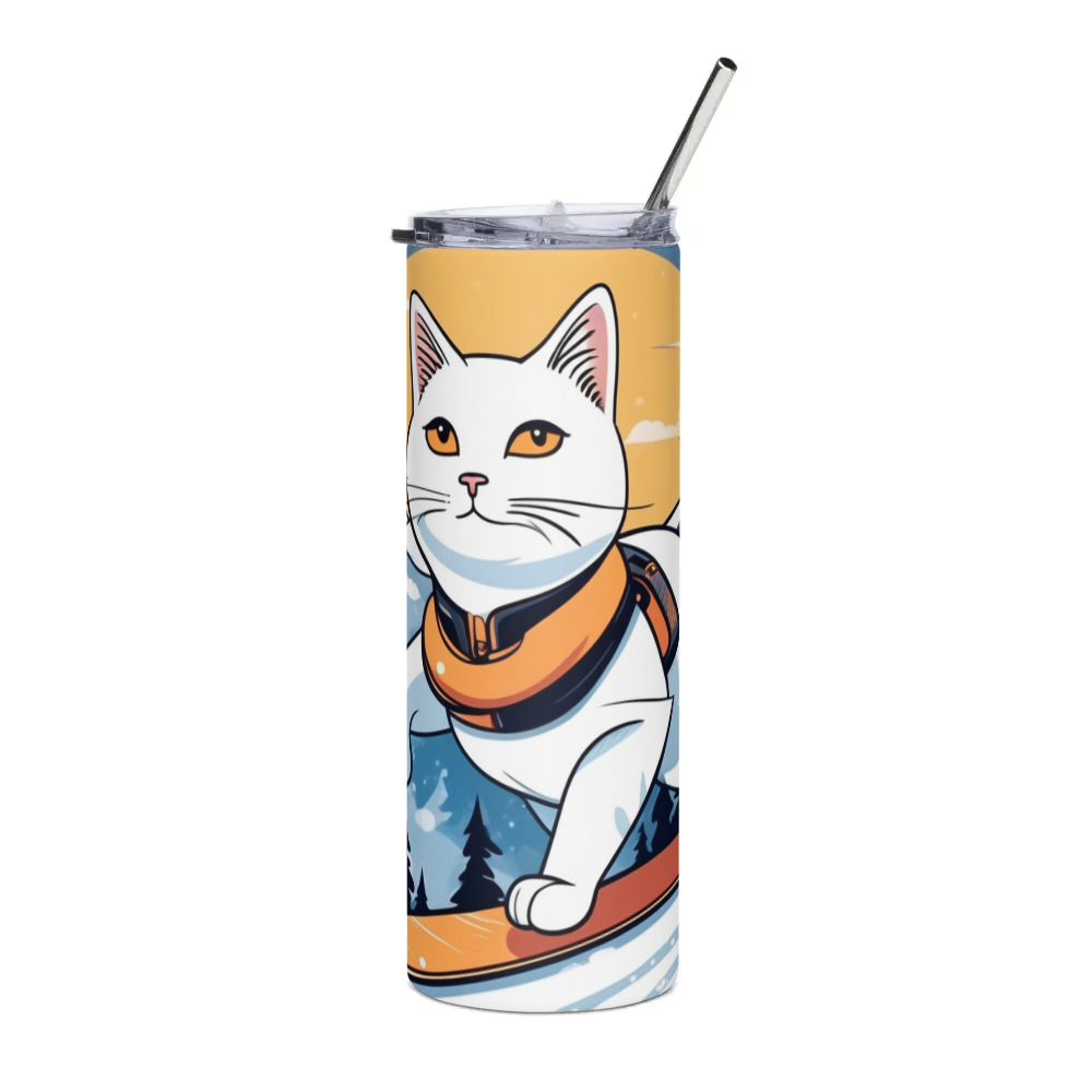 PugMug Custom White Companion Cat Stainless Steel Tumbler