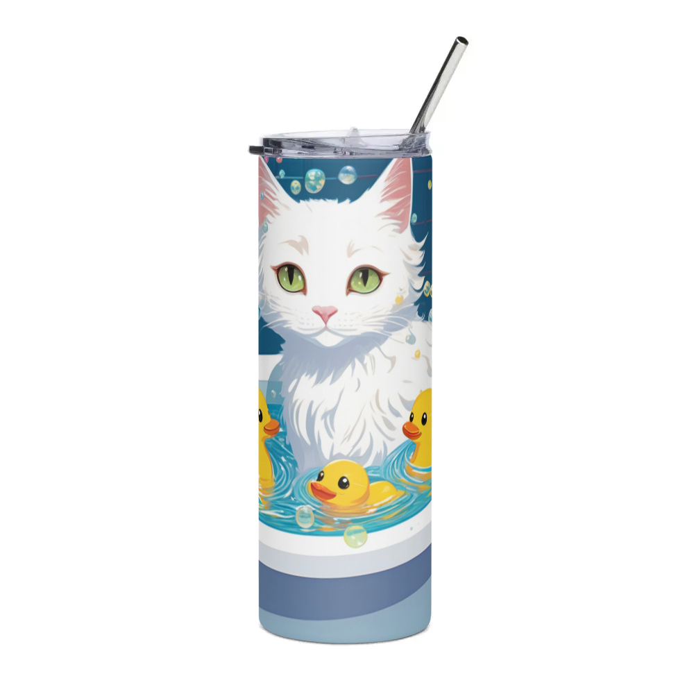 PugMug Custom White Companion Cat Stainless Steel Tumbler