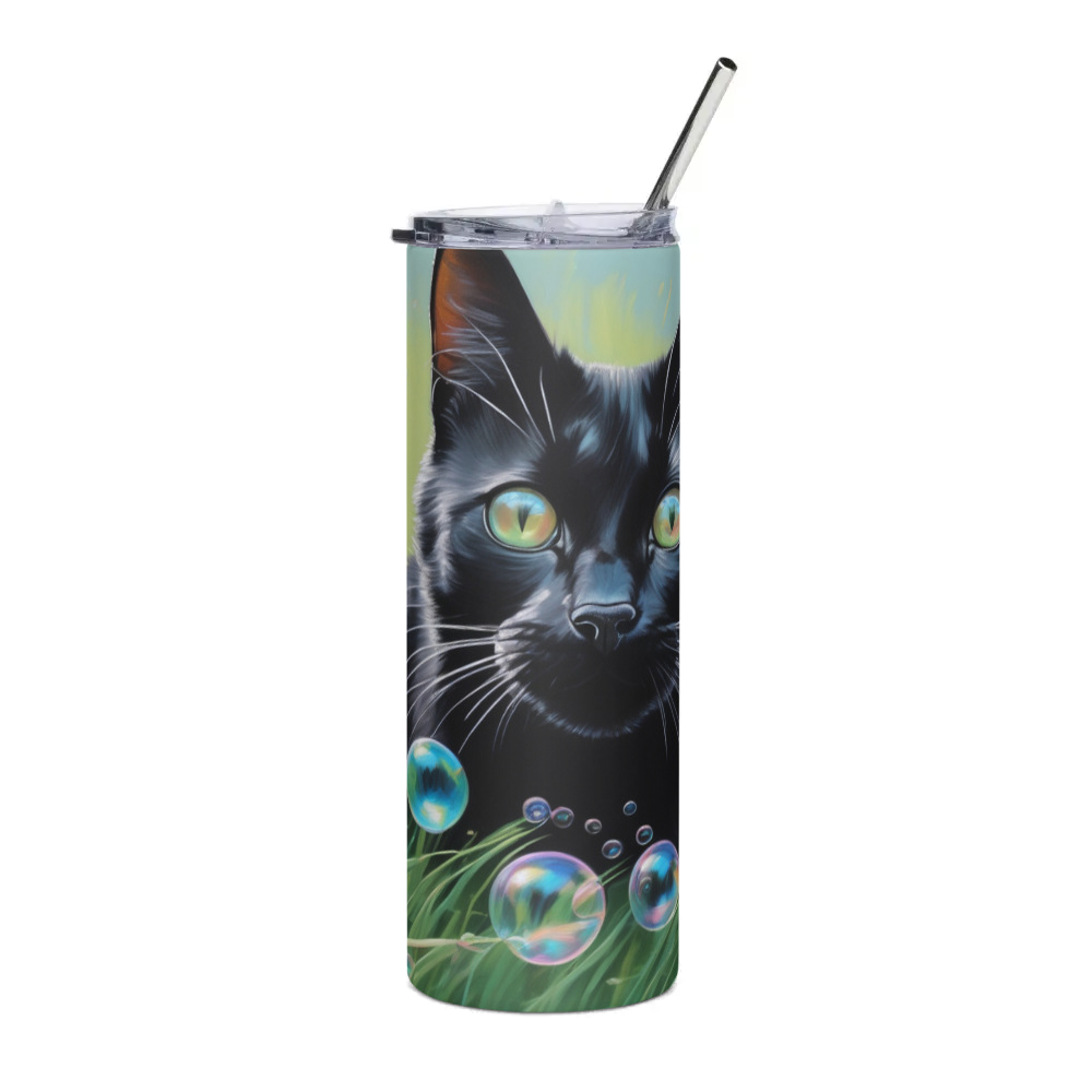 PugMug Custom Black Companion Cat Stainless Steel Tumbler
