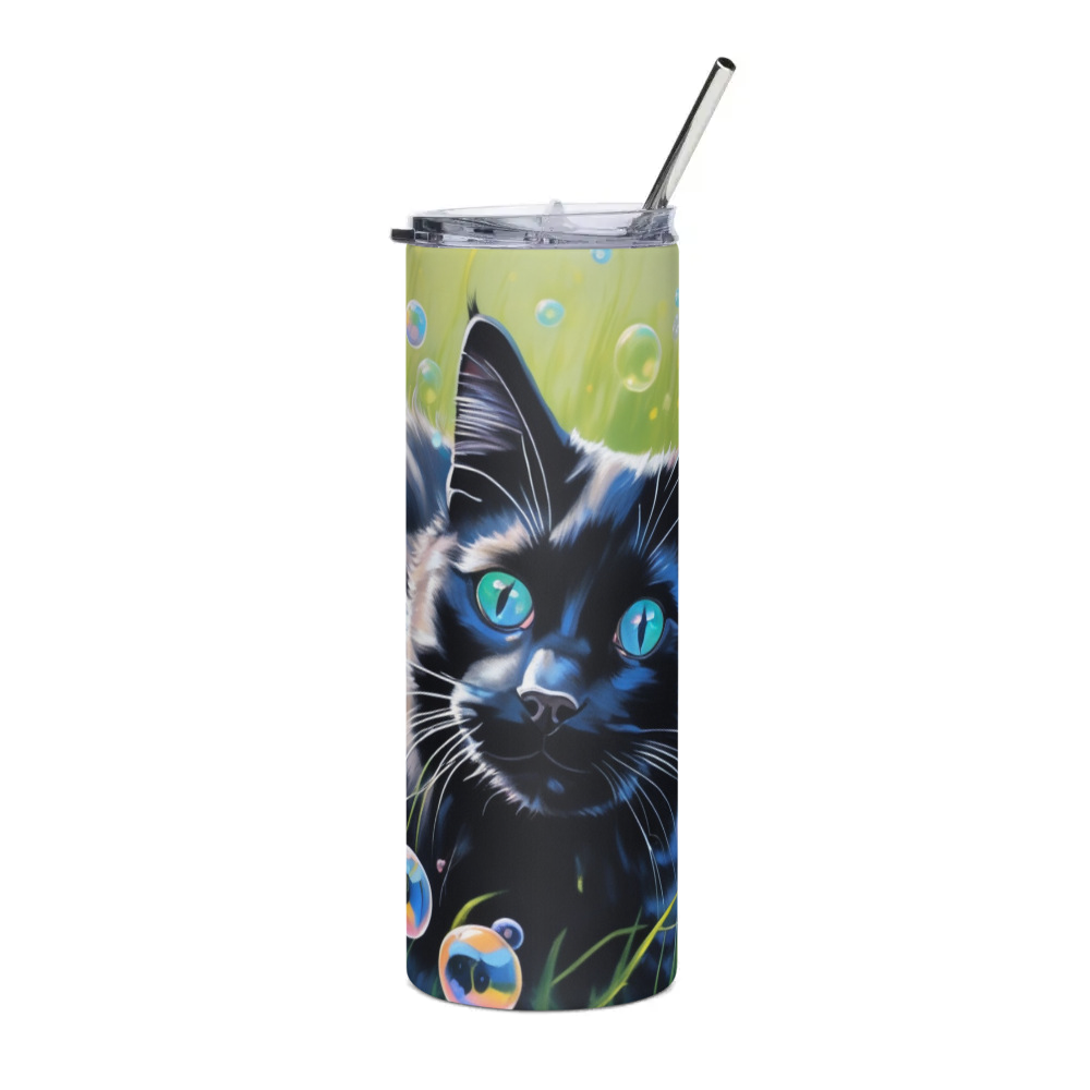 PugMug Custom Black Ragdoll Cat Stainless Steel Tumbler