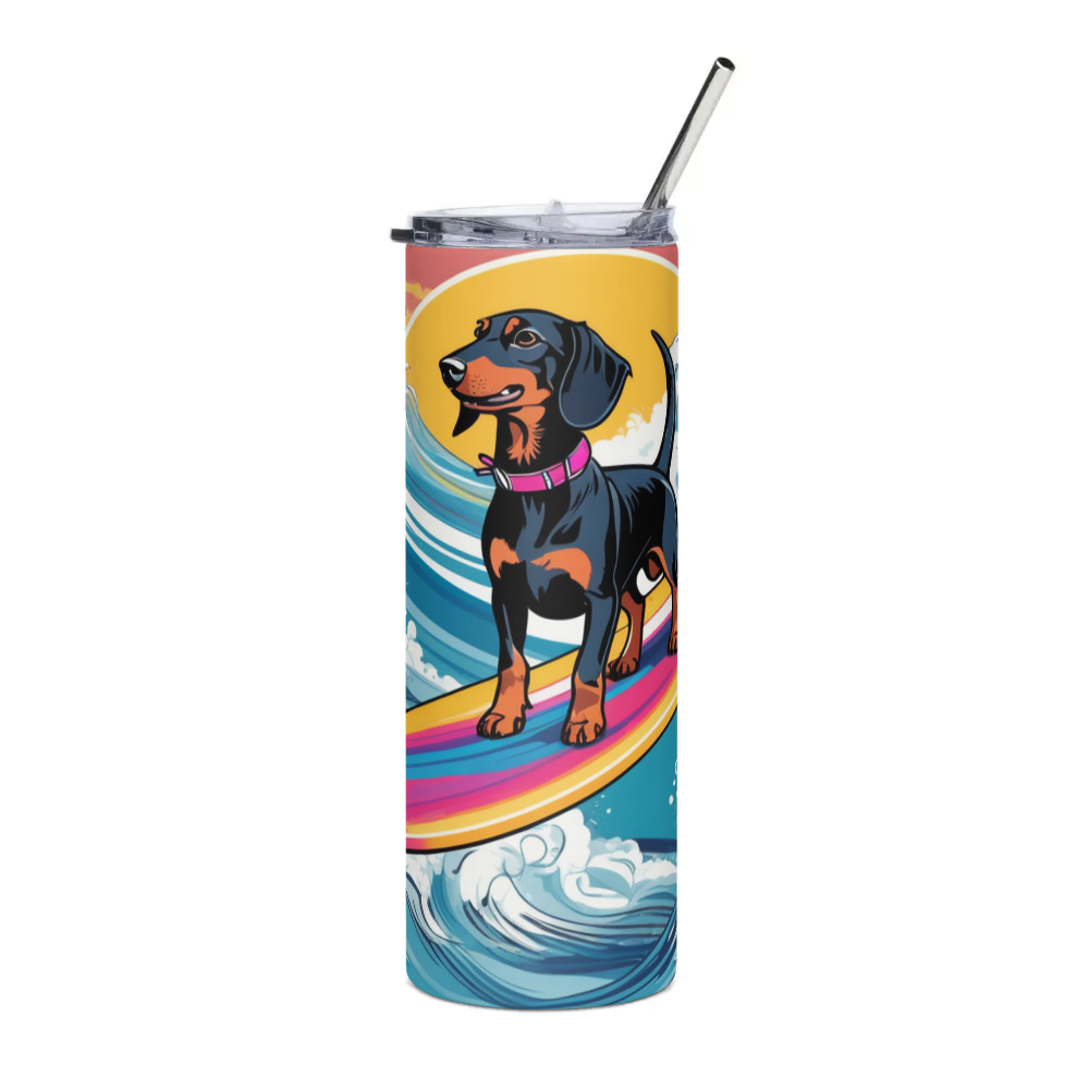 PugMug Custom Black Dachshund Stainless Steel Tumbler