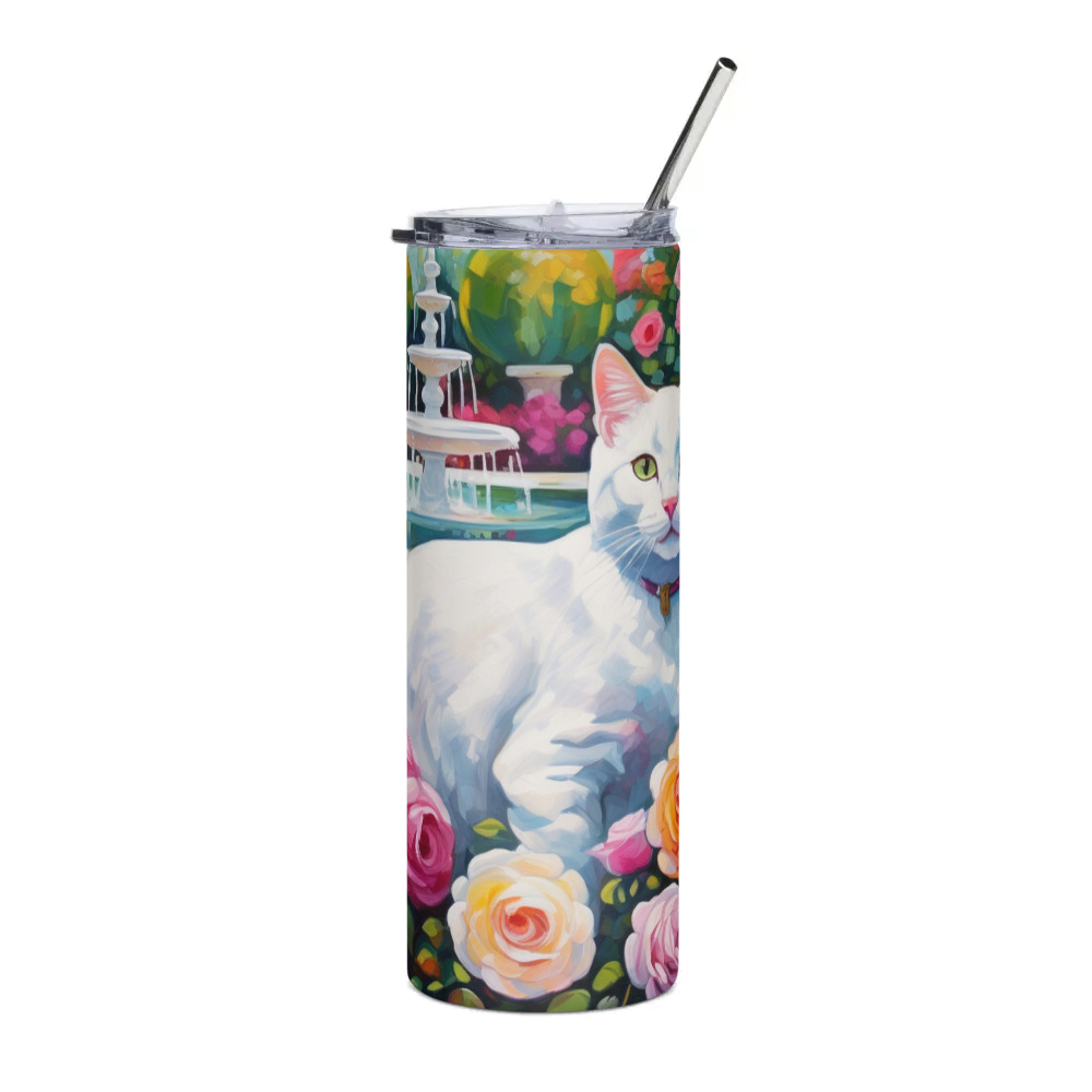 PugMug Custom White Companion Cat Stainless Steel Tumbler