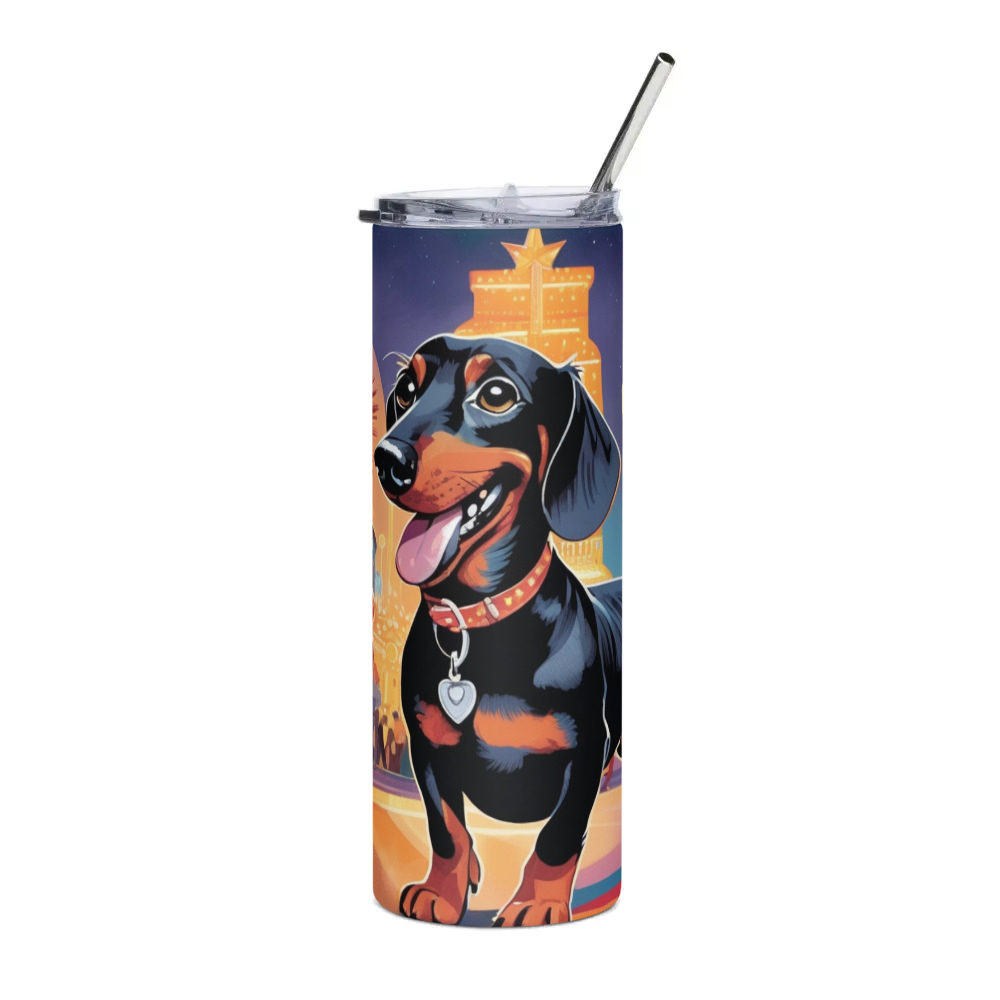 PugMug Custom Black Dachshund Stainless Steel Tumbler