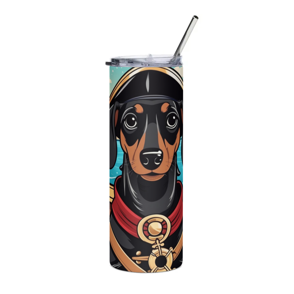 PugMug Custom Black Dachshund Stainless Steel Tumbler