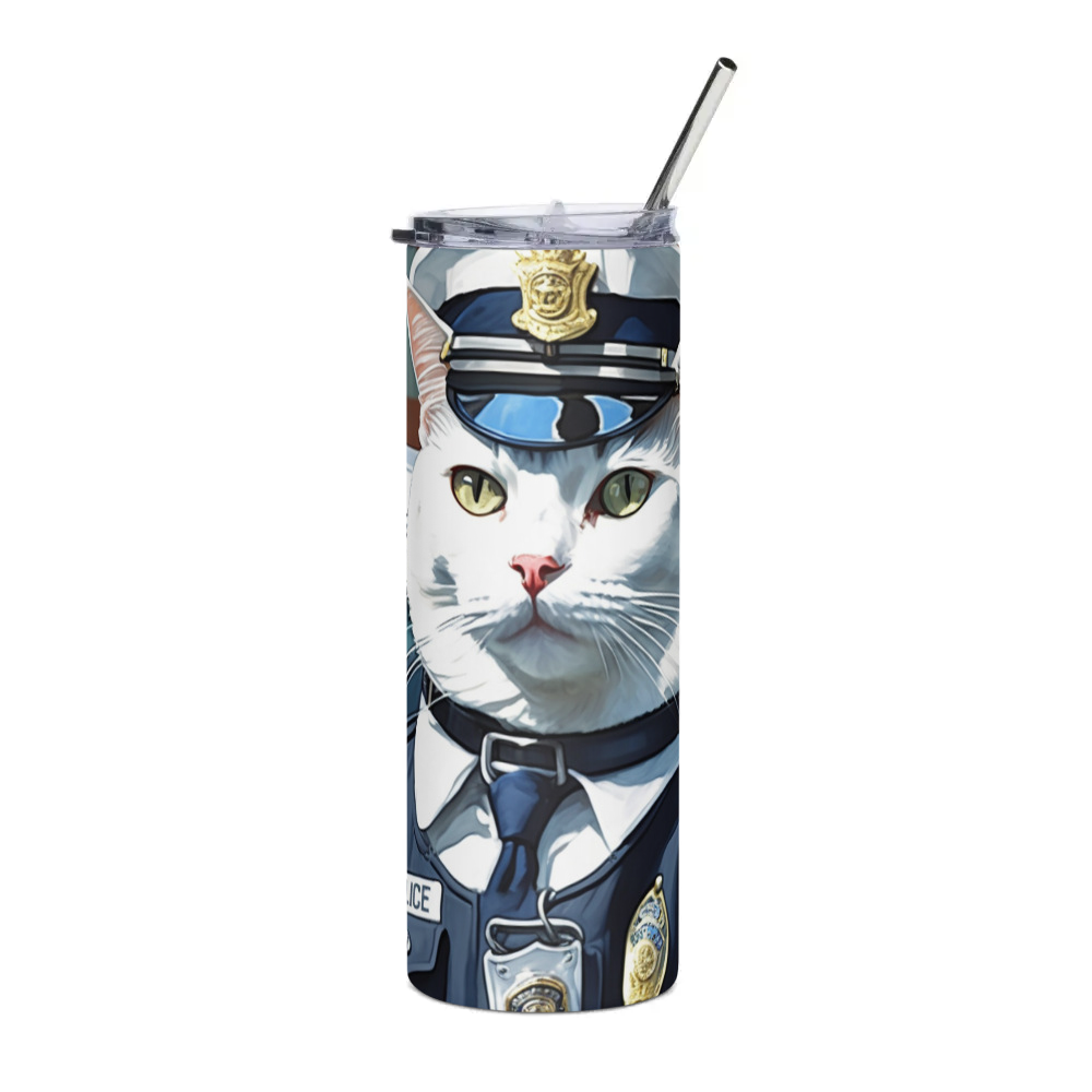 PugMug Custom White Companion Cat Stainless Steel Tumbler