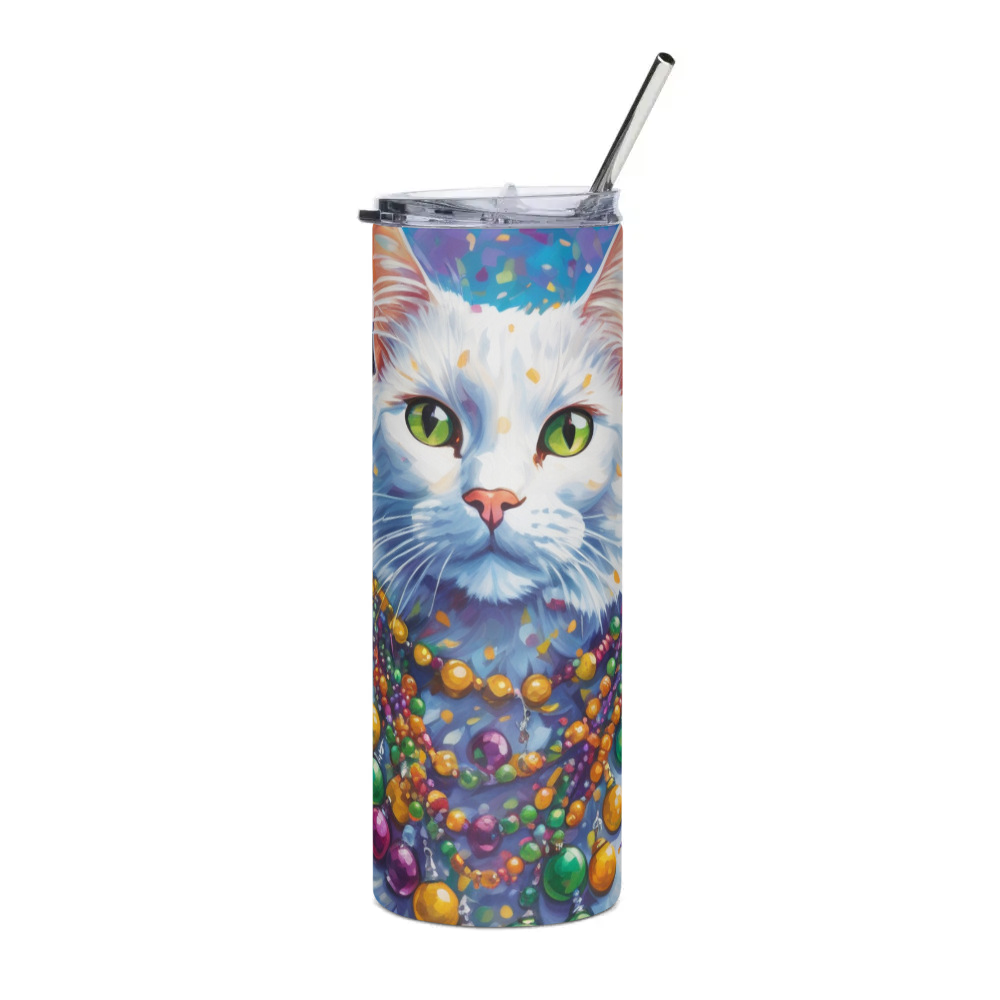PugMug Custom White Companion Cat Stainless Steel Tumbler