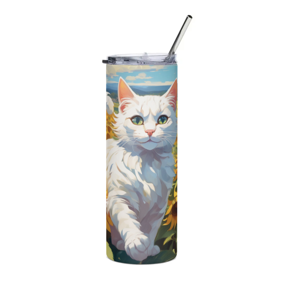PugMug Custom White Exotic Cat Stainless Steel Tumbler