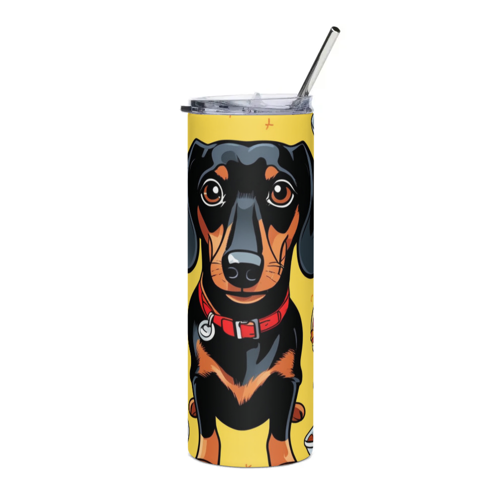 PugMug Custom Black Dachshund Stainless Steel Tumbler
