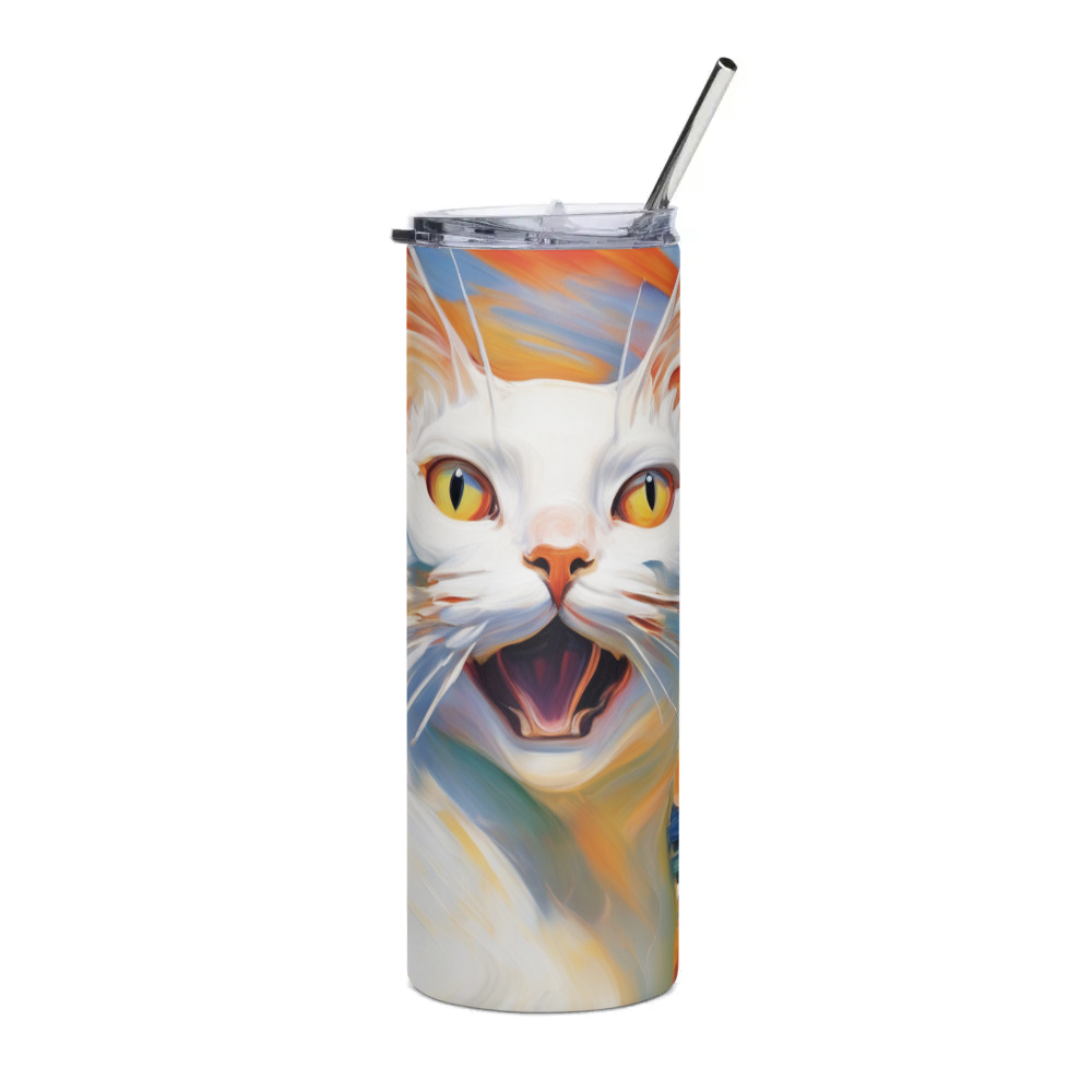 PugMug Custom White Companion Cat Stainless Steel Tumbler