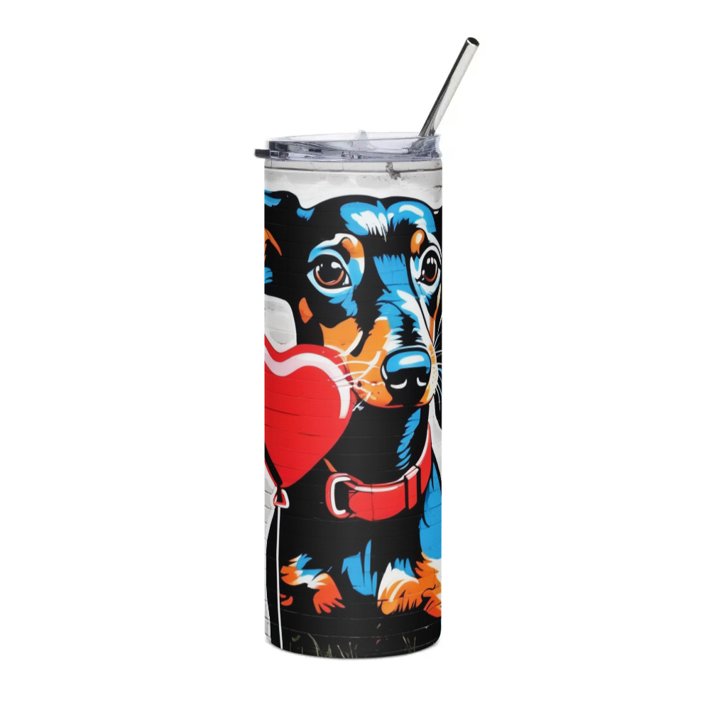 PugMug Custom Black Dachshund Stainless Steel Tumbler