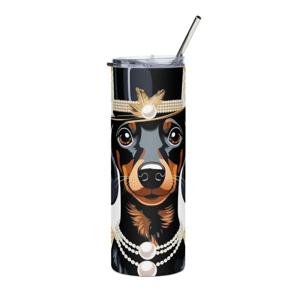PugMug Custom Black Dachshund Stainless Steel Tumbler